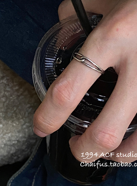 欧美极简几何做旧线条感戒指