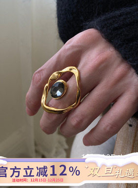 欧美夸张线条感开口戒指