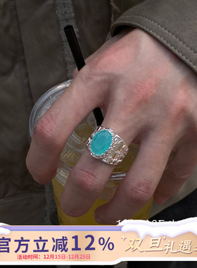 中古宫廷夸张水晶宽版食指戒