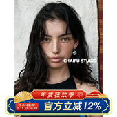 柴夫工作室 E174 复古民族风钛钢耳环几何敲打圆形花边绿松石耳扣