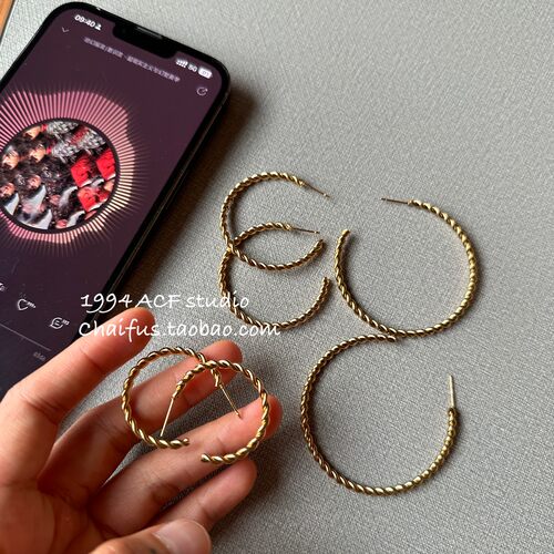 简约韩系金属麻花C型耳钉