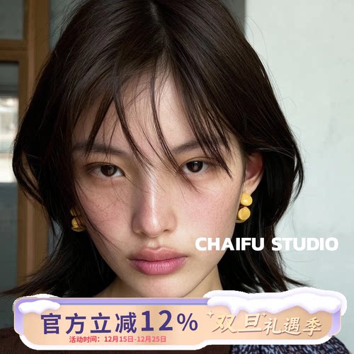 清新冰透树脂几何C型耳钉