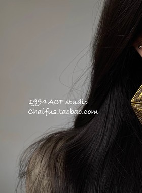 柴夫工作室/R949 复古苗疆设计做旧风耳环几何雕刻度假耳饰