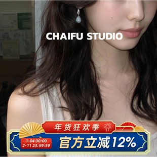 柴夫工作室/R234 法式油画风水滴晕染纹理耳钉小众莫兰迪艺术耳环