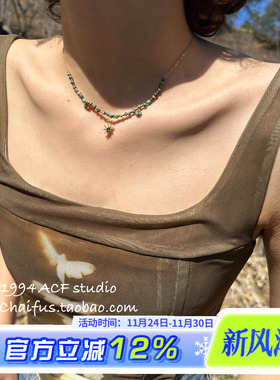 法式轻奢串珠太阳花项链