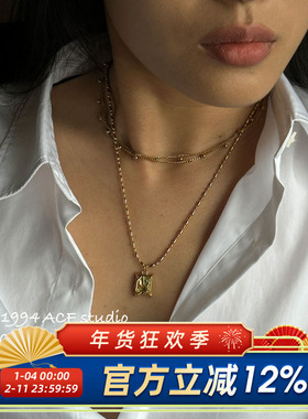 法式极简轻奢钛钢多层项链