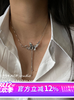 韩系暗黑滴釉晕染蝴蝶项链