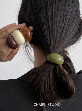 柴夫杂货铺 /F203 韩风气质日常通勤琥珀色深色系不规则纹理发绳