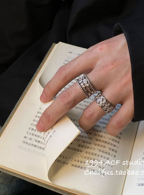 韩系小众多层编织镂空戒指