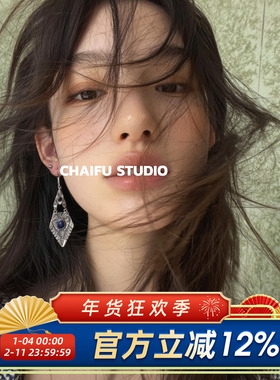 柴夫工作室/R196 新中式复古菱形雕刻几何耳环小众苗疆度假风耳饰