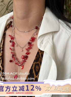 欧美暗夜辣妹多层串珠流苏项链