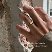 轻奢珍珠贝母开口戒指气质百搭温柔指环 法式 柴夫工作室 J384