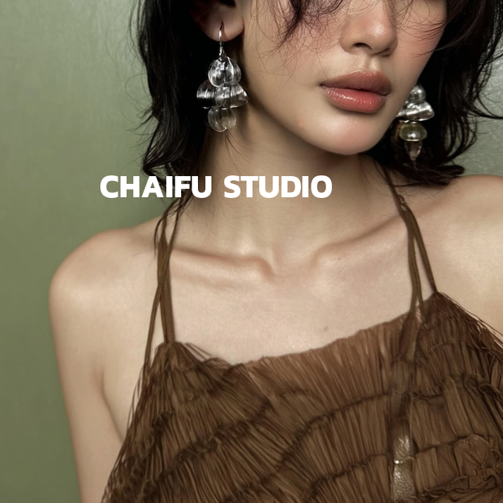 法式轻奢镂空花瓣流苏耳环