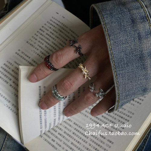 韩系甜酷不规则蝴蝶戒指