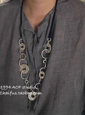 欧美金属几何吊坠长链