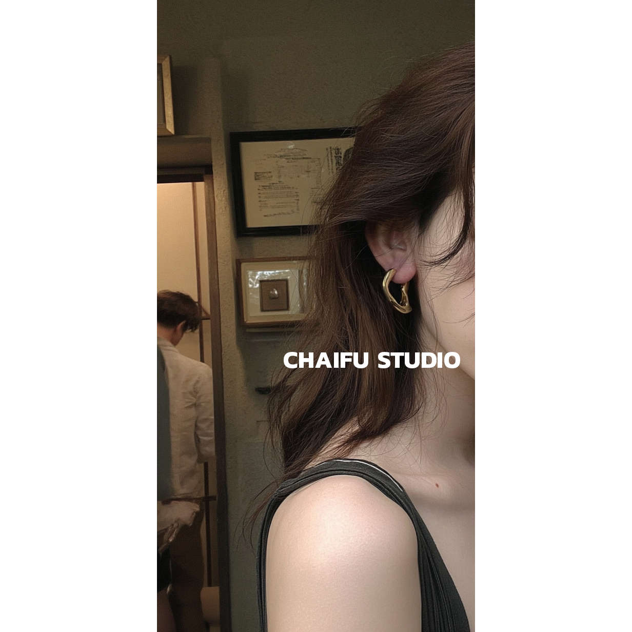 韩系极简艺术不规则线条耳钉