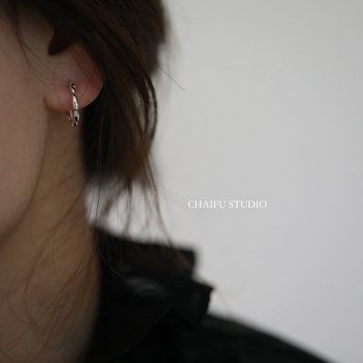 冷淡风小众椭圆珠拼接耳环