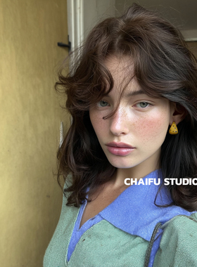 柴夫工作室/R461 港风复古甜妹撞色波点C型耳钉小众俏皮趣味耳环