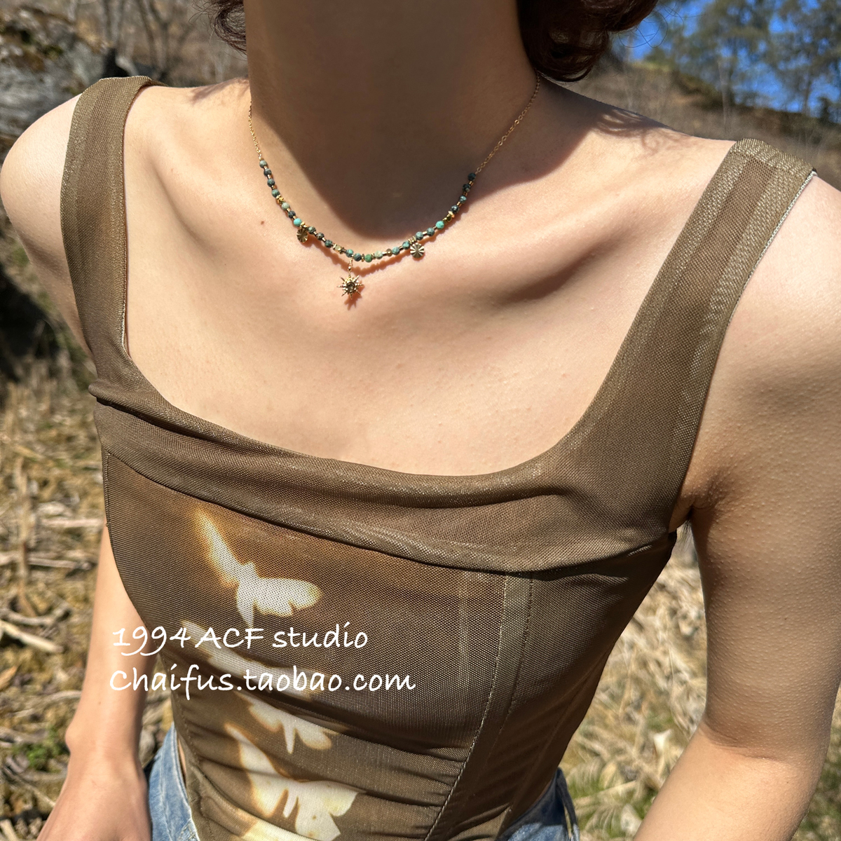 法式轻奢串珠太阳花项链