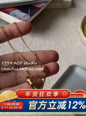 ins风极简拥抱火柴人钛钢项链