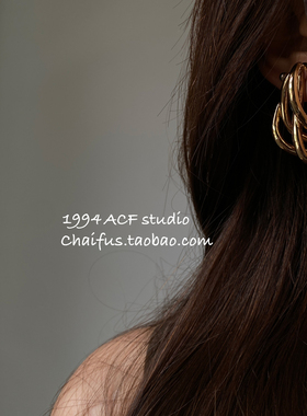 柴夫工作室/E547 法式复古多层缠绕不规则耳钉冷淡金属感大气耳环