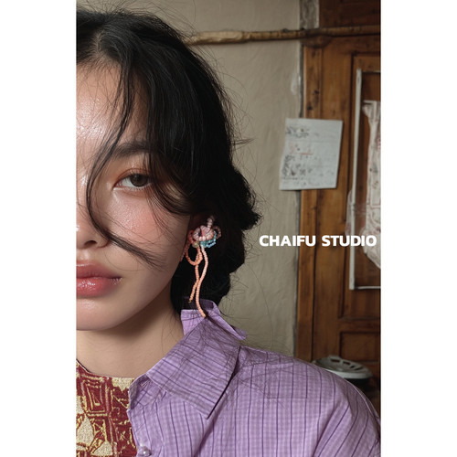 法式超仙手作串珠耳钉复古