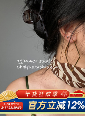 柴夫工作室/E121 欧美简约嘻哈几何方形耳钉百搭复古朋克夸张耳环