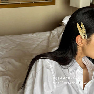 柴夫工作室/F301 港风复古醋酸不规则侧边鸭嘴夹简约百搭一字发夹