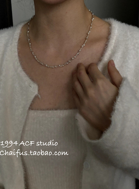 法式高级感交叉金属珍珠项链