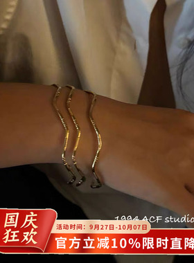 柴夫工作室/S210 美式冷淡风几何细圈手镯小众设计感叠戴钛钢手环