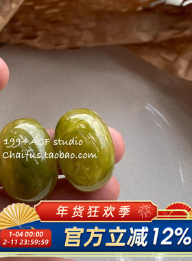 柴夫工作室/R451 INS复古晕染亚克力弧形耳钉简约冷淡风百搭耳环