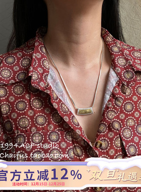 法式轻奢几何拉丝撞色项链