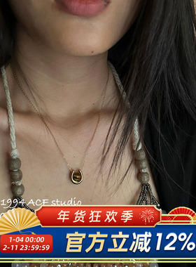 法式复古多元素钛钢吊坠项链