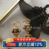 柴夫工作室 E545 高级感古董西洋精致工艺镂空耳环复古vintage