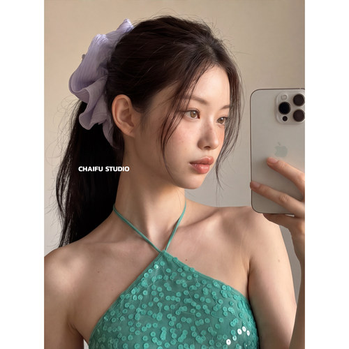 超仙流光褶皱布艺香蕉夹防滑发夹