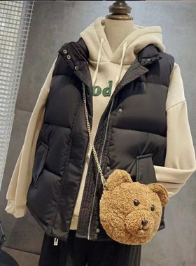 【80-200斤】胖羽绒棉马甲女2024秋冬新款时尚百搭宽松显瘦坎肩