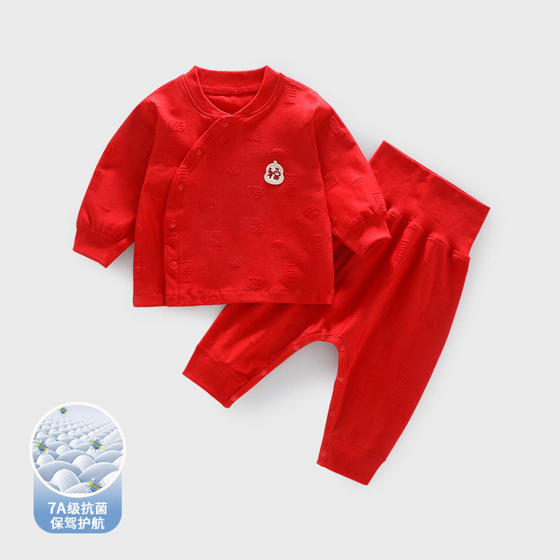 新生婴儿红色喜庆拜年服