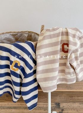 2025童装秋装新款 儿童韩版刺绣长袖T恤男女童秋打底衫 21596