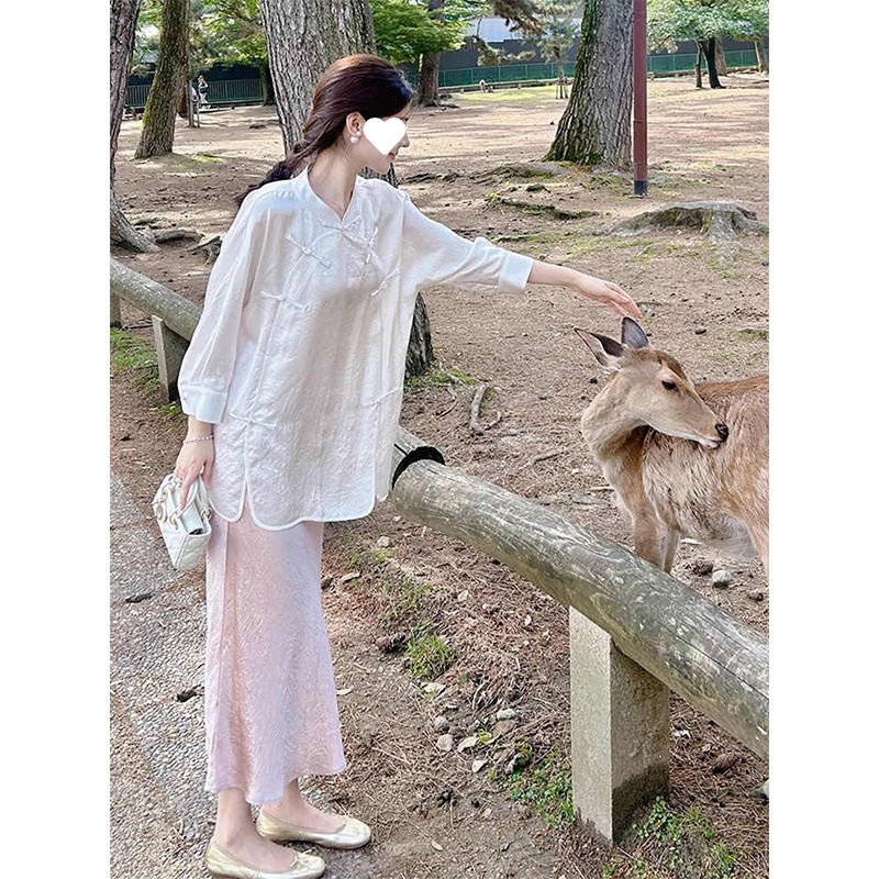 新中式轻国风套装女秋夏韩系清冷感穿搭禅意旗袍连衣裙两件套茶服