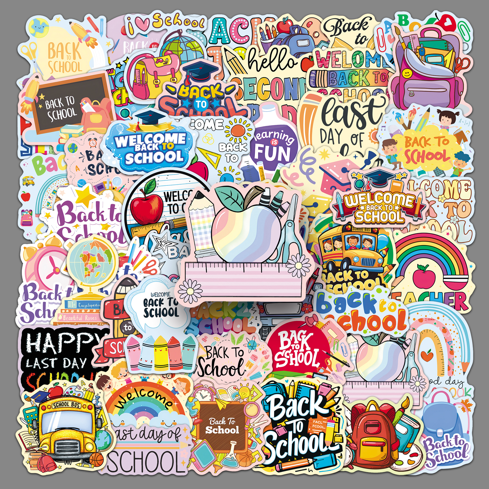 50张学生开学季贴纸可爱学校装饰diy教室墙壁文艺保温杯防水贴纸