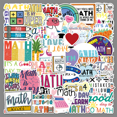 50张数学贴纸加减乘除符号创意防水彩绘装饰手机壳笔记可滴胶贴纸
