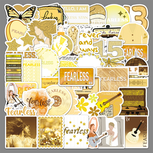 50张泰勒fearless专辑歌词贴纸小清新霉霉周边行李箱咕卡手账贴纸