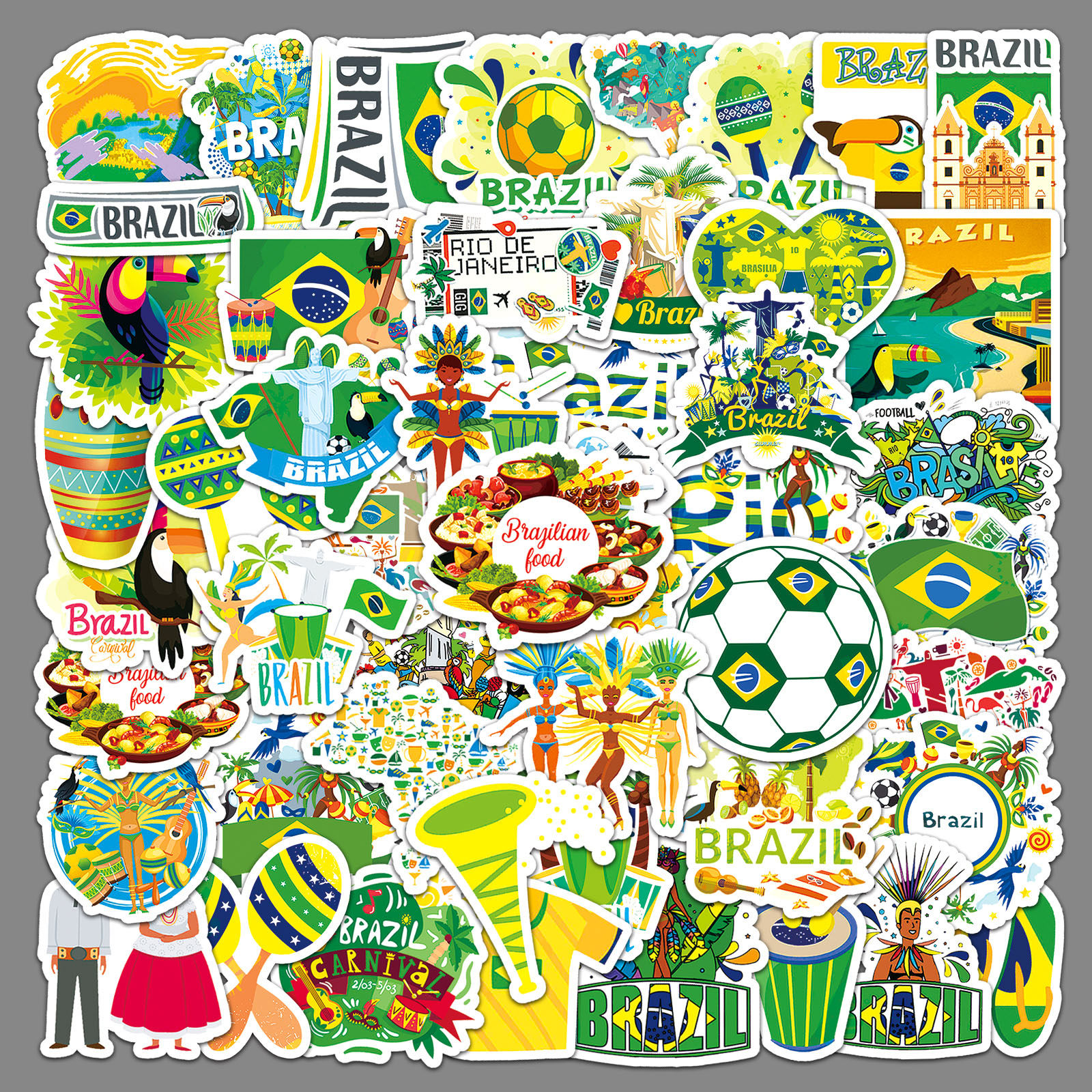 50张巴西创意卡通地标建筑涂鸦q版diy自行车笔记本手机壳装饰贴纸
