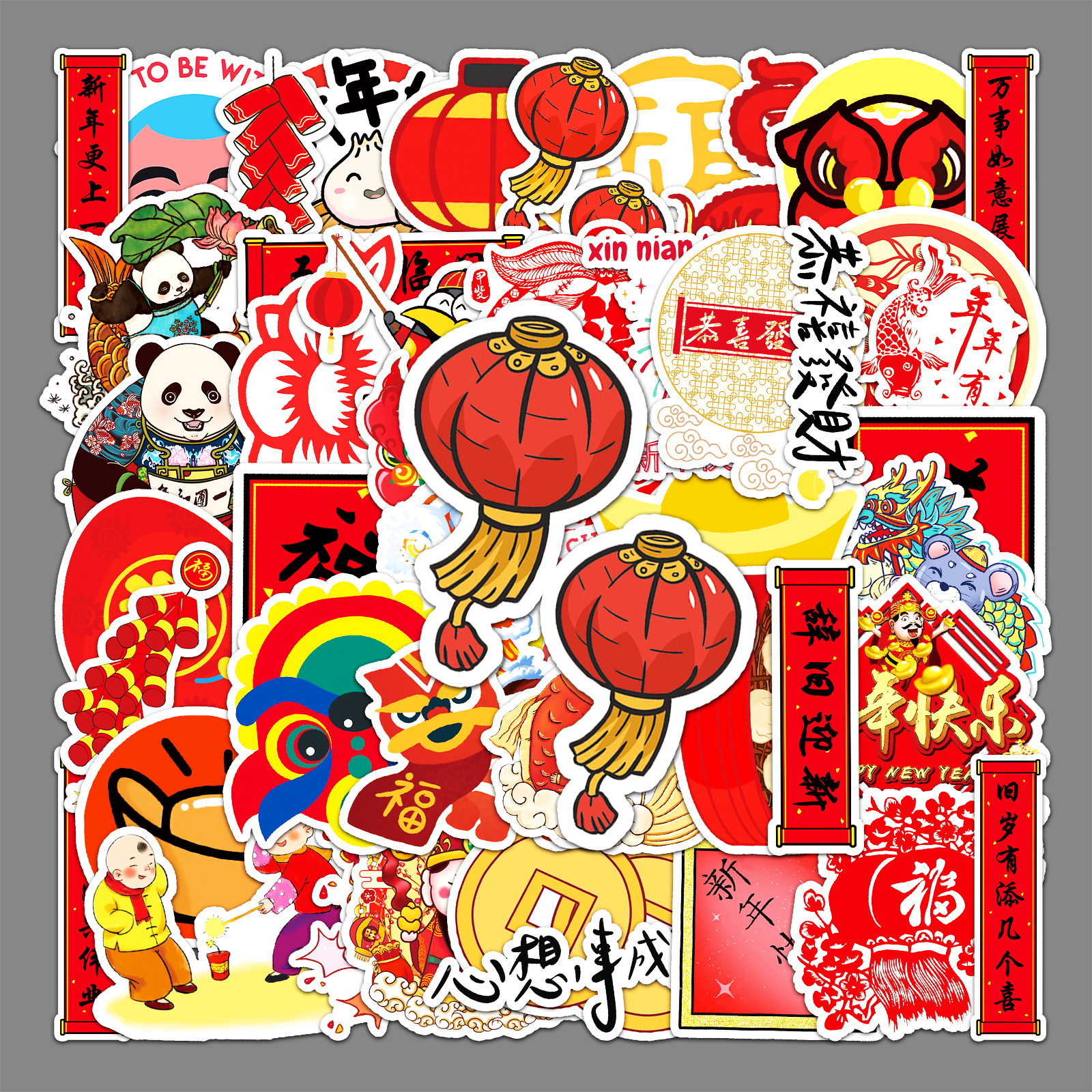 50张新年行李箱贴纸涂鸦