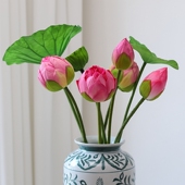 高档荷花仿真花逼真莲花假花客厅装 摆件 饰插花摆设荷叶莲蓬中式