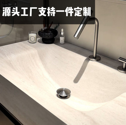 品牌新岩素岩板热弯一体盆源头工厂定制洗脸盆双盆异形切角下挂