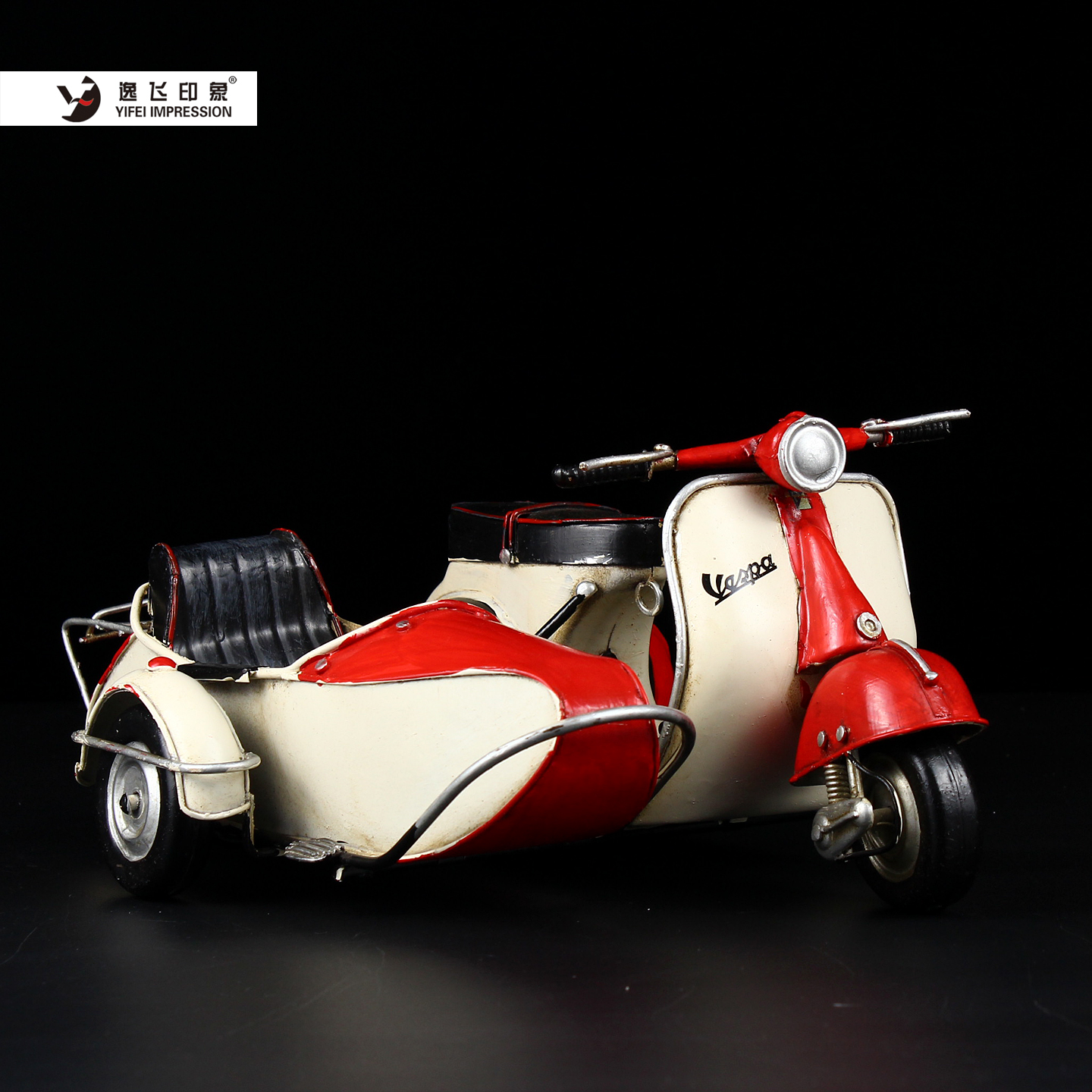 复古意大利Vespa摩托车模型摆件手工铁艺踏板车模家居装饰品怀旧