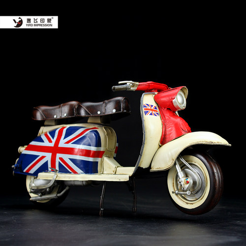 复古怀旧英国国旗铁质摩托模型