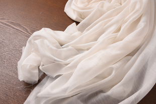柔软垂感围巾面料白色丝毛西丽纱1米门幅19元 处理桑蚕丝 一米特价