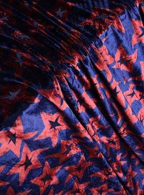 进口丝绒烂花大星星丝绒面料1.28米宽特价清仓藏蓝色星星丝绒59元